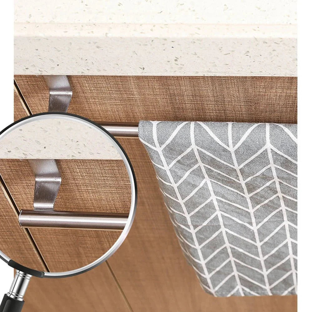 Kitchen Cabinet Door Towel Bar Stainless Steel Door Back Towel Hanging Holder Bathroom Punch-free Towels Hooks Home Organizer