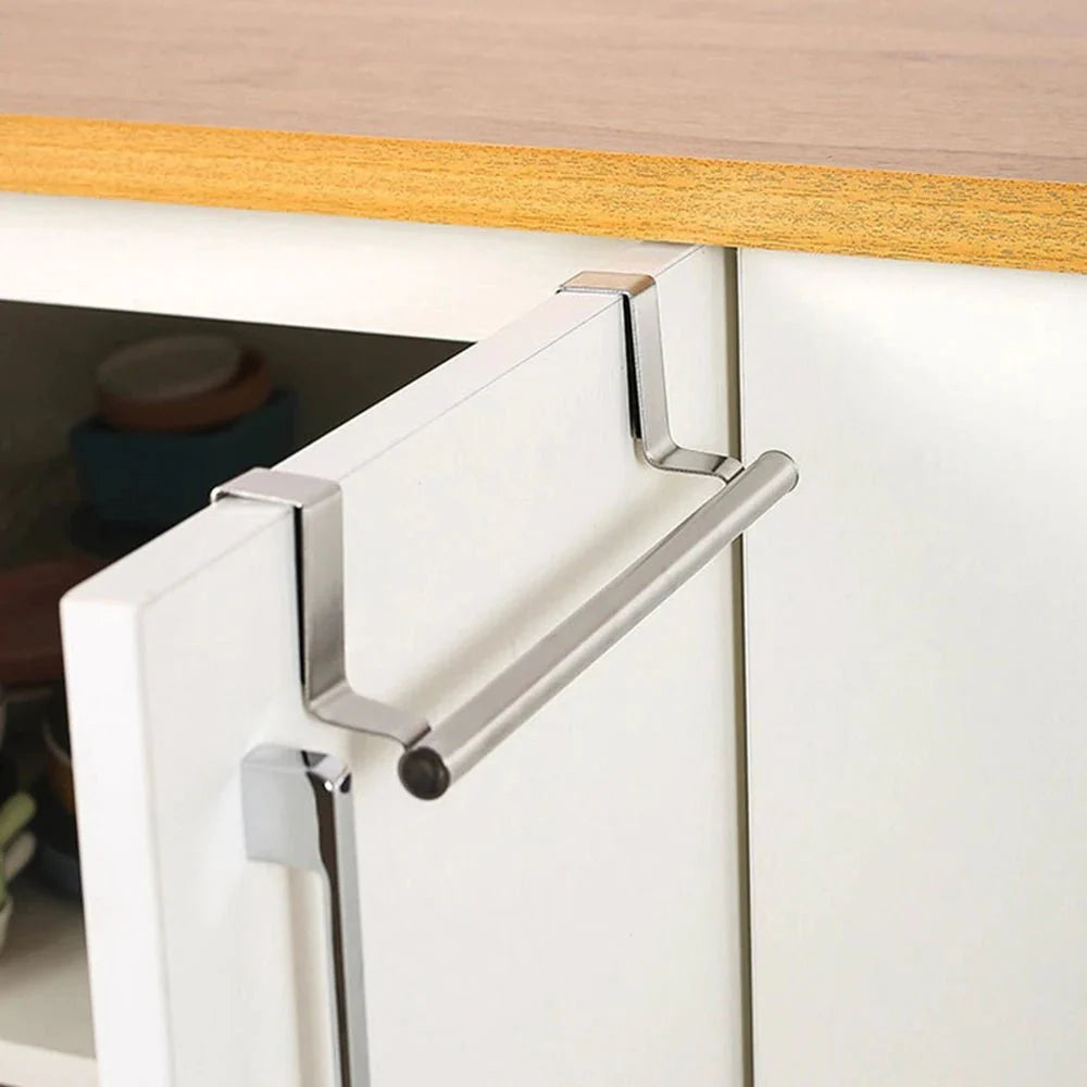 Kitchen Cabinet Door Towel Bar Stainless Steel Door Back Towel Hanging Holder Bathroom Punch-free Towels Hooks Home Organizer