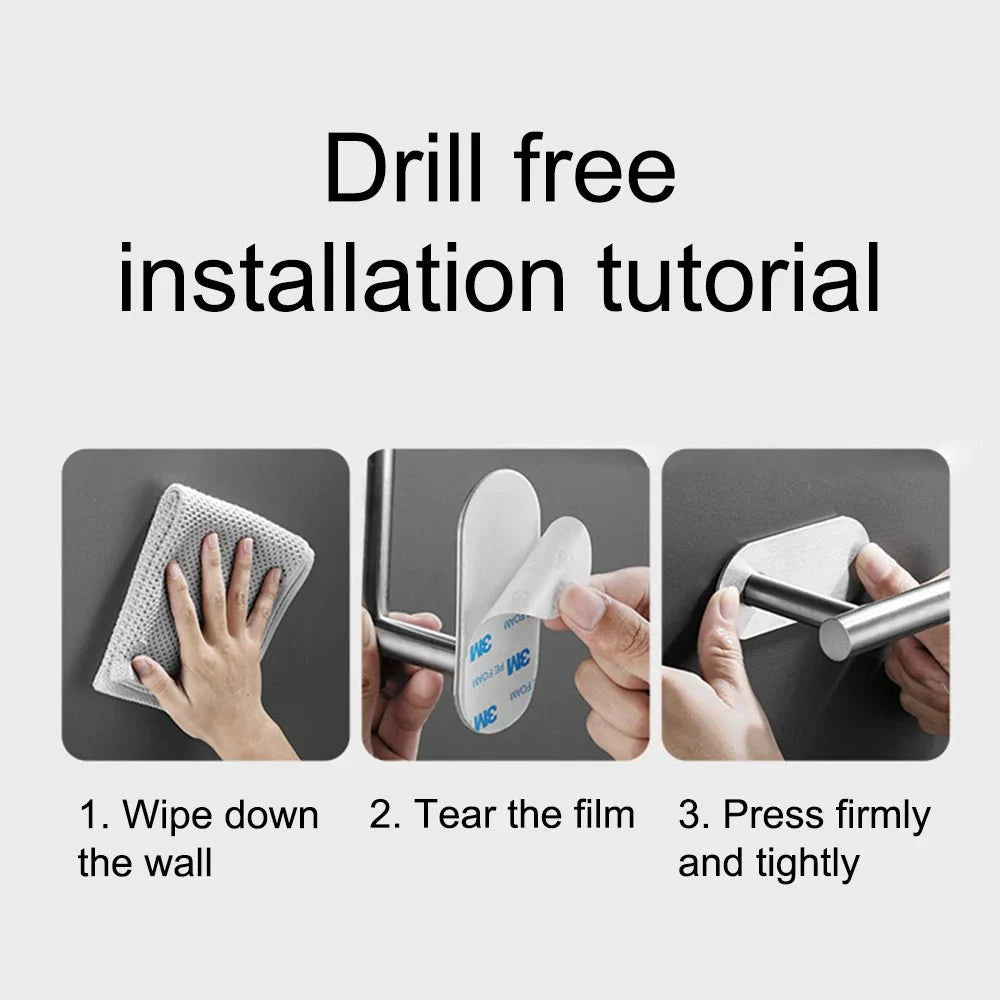 1PC Stainless Steel Roll Paper Holder Kitchen Plastic Wrap Wall Mount No Punch Hat Hanger Toilet Paper Holder Storage Hook