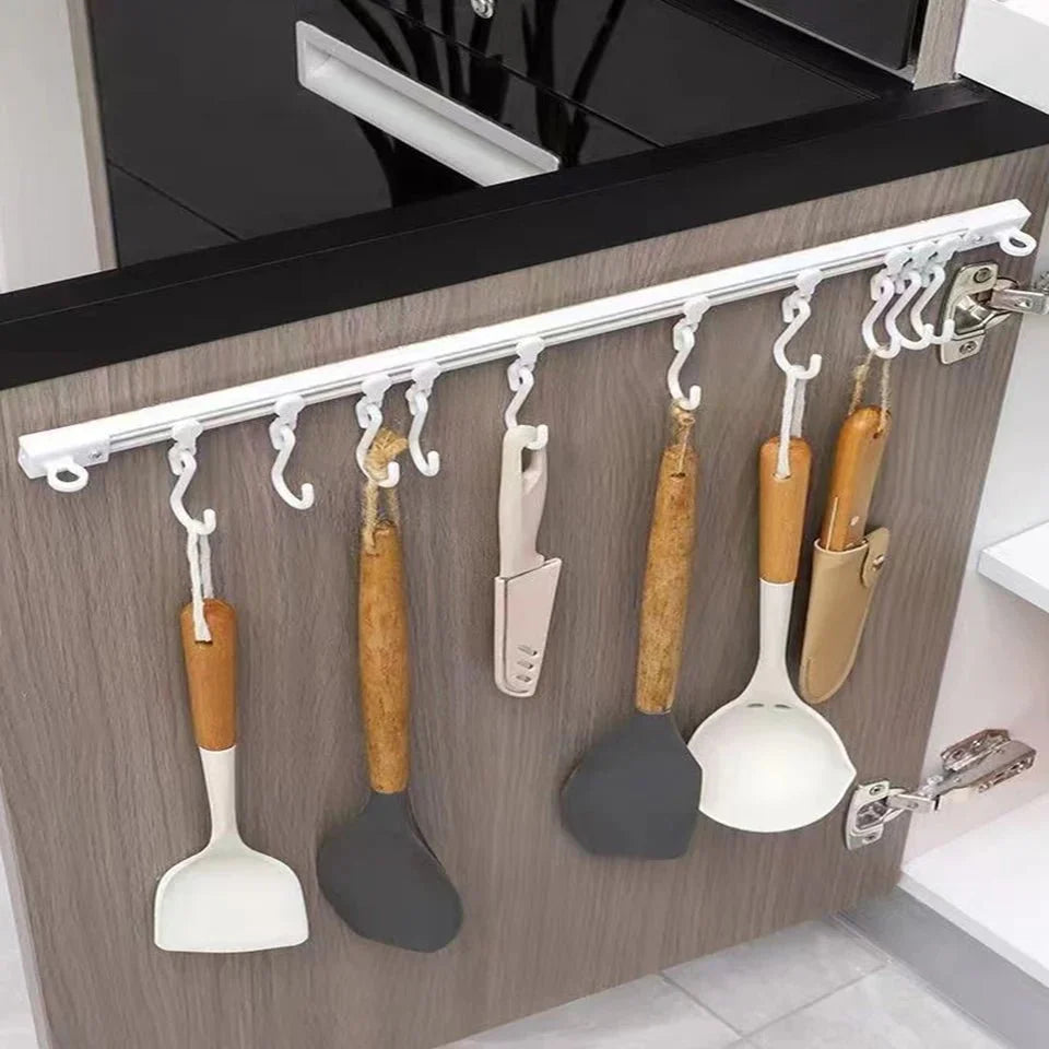 Wall Mounted Hooks for Kitchen – Sliding Track Hook