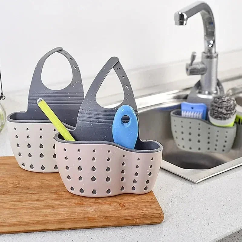 1/2PCS Home Storage Drain Basket Kitchen Sink Holder Adjustable Soap Sponge Shlf Hanging Drain Basket Bag Kitchen Accessories