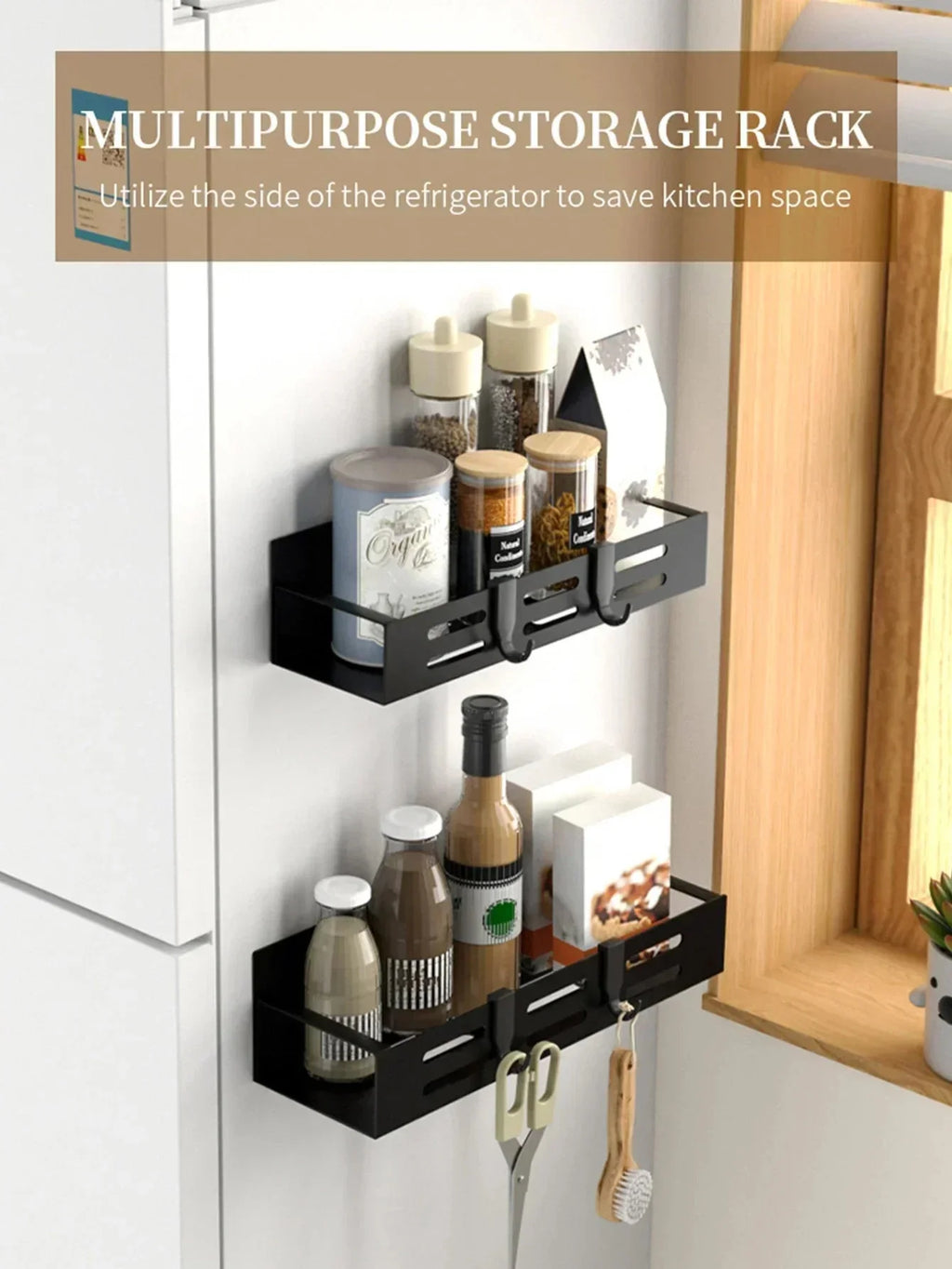 Kitchen Hanging Rack – No-Drill Paper Towel & Wrap Organizer