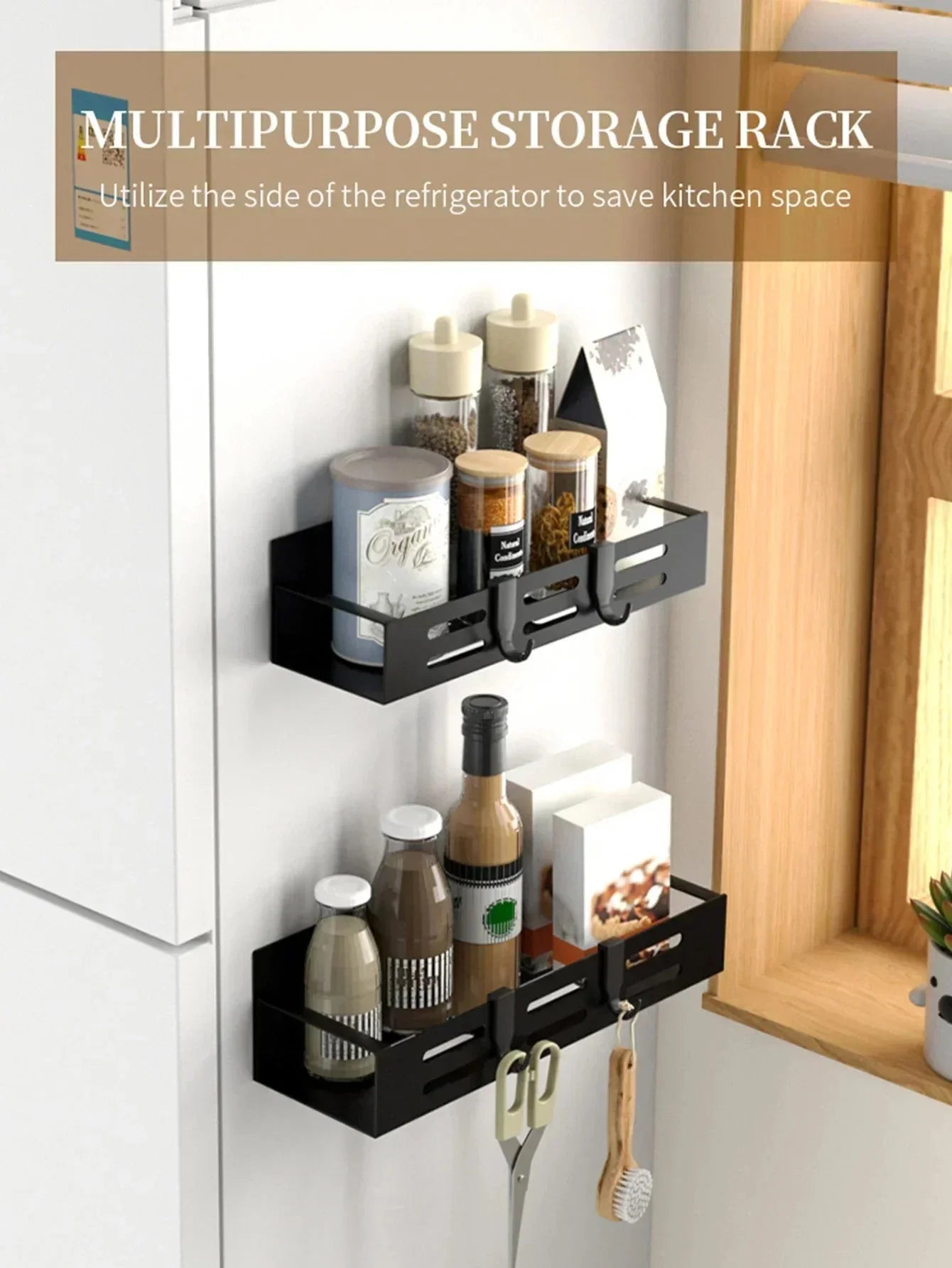 Kitchen Hanging Rack – No-Drill Paper Towel & Wrap Organizer