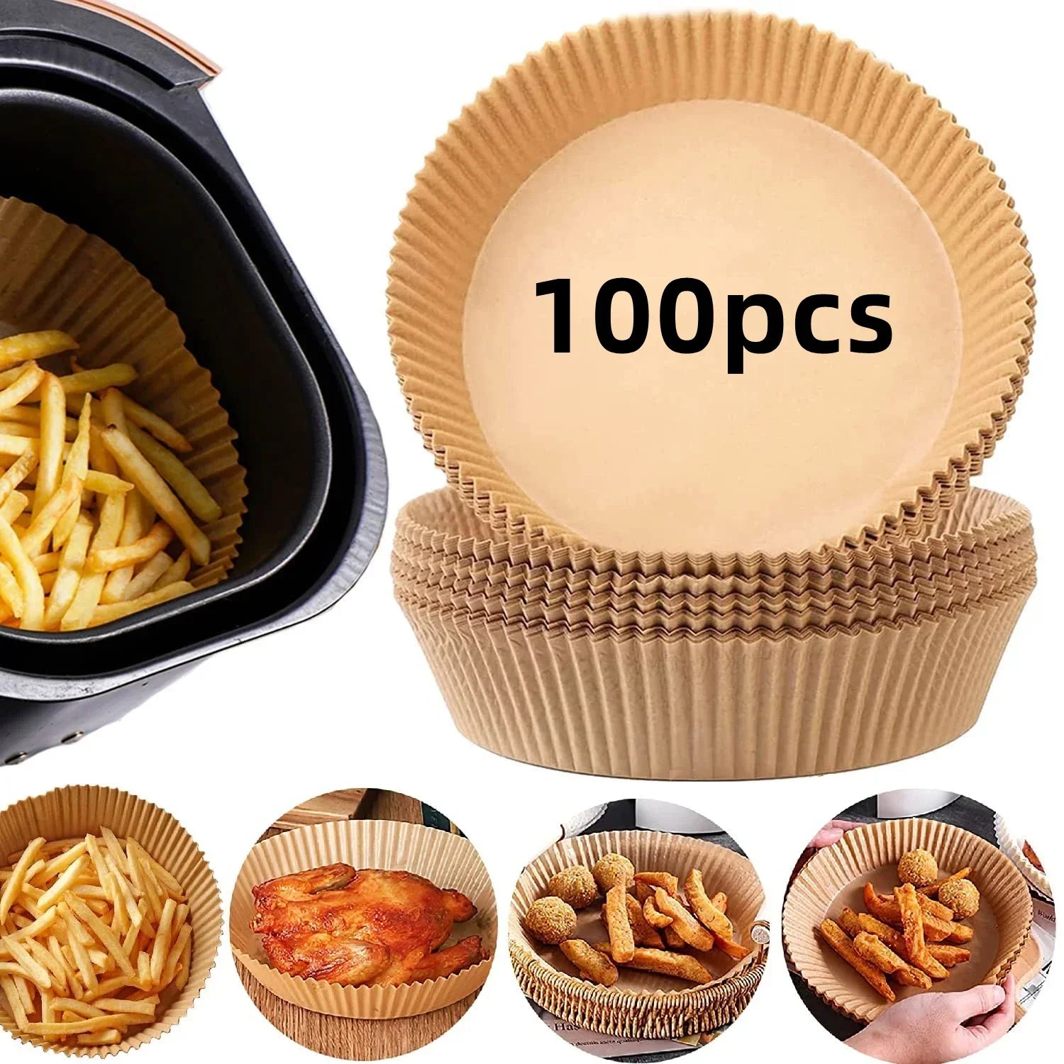 50/100pcs Square Airfryer Papers Non-Stick  Disposable Paper Large Air Fryer Disposable Food Householdr Kitchen Oil Absorbing