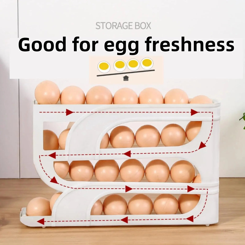 Space-Saving Egg Storage Container – 4 Tier Rolling Organizer