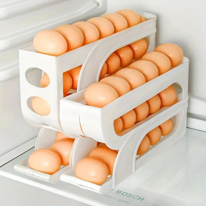 Space-Saving Egg Storage Container – 4 Tier Rolling Organizer