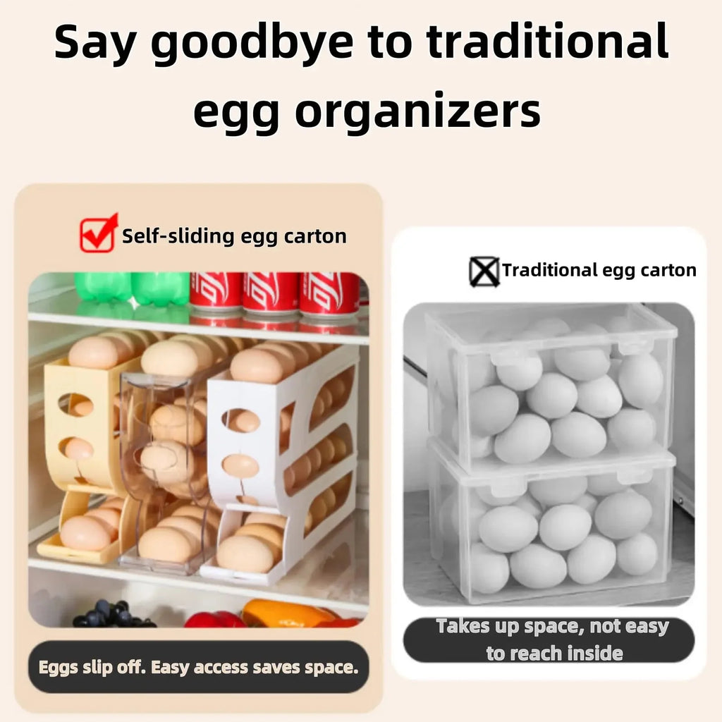 Space-Saving Egg Storage Container – 4 Tier Rolling Organizer