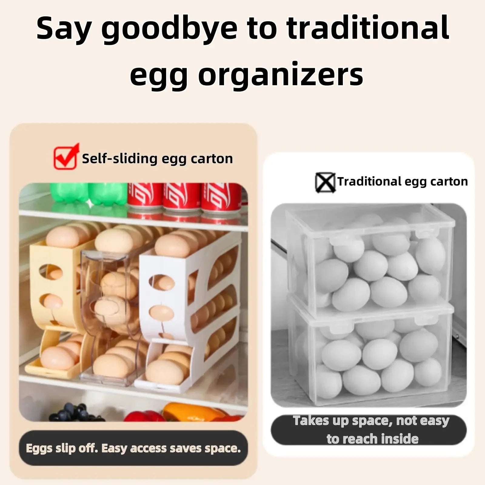 Space-Saving Egg Storage Container – 4 Tier Rolling Organizer