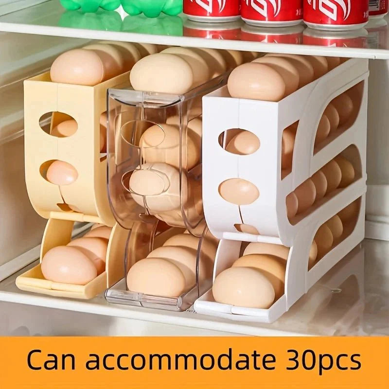 Space-Saving Egg Storage Container – 4 Tier Rolling Organizer