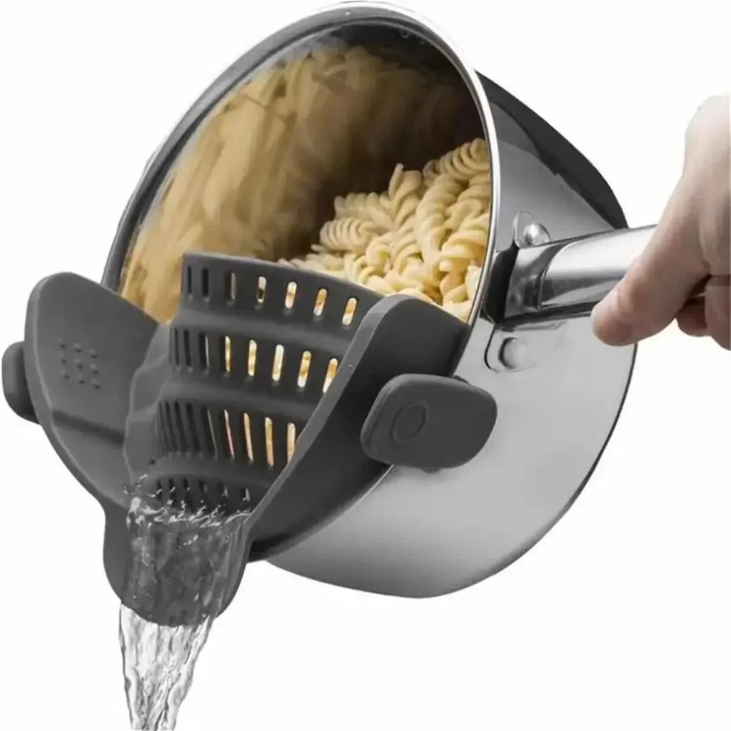 Snap-On Pasta Strainer – Clip for Pots, Pans & Bowls