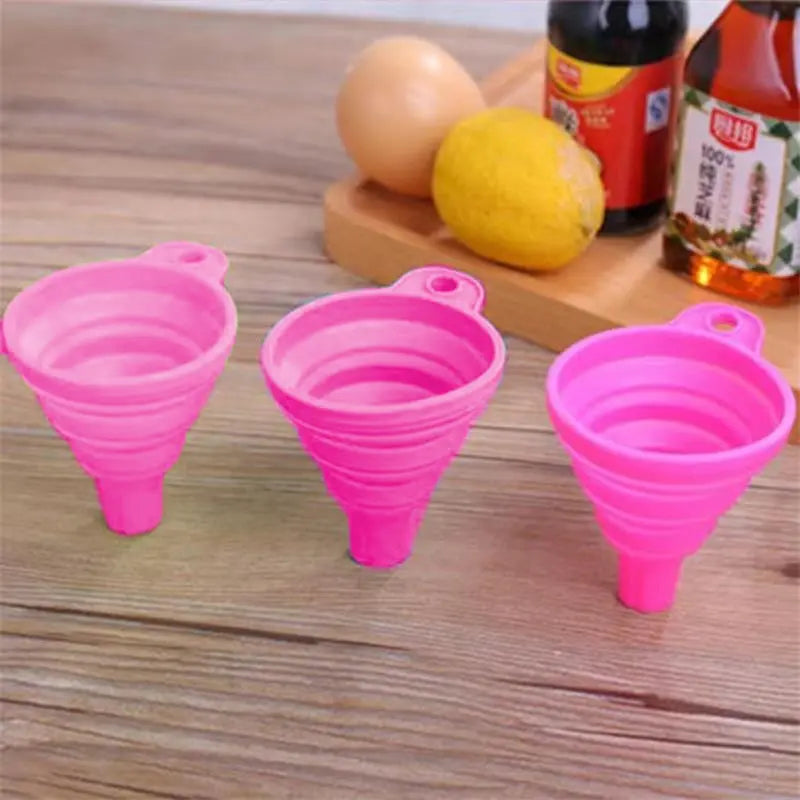 1pc Red Silicone Funnel Mini Multifunctional Convenient Kitchen Folding And Sub Packaging Tools Kitchen Supplies