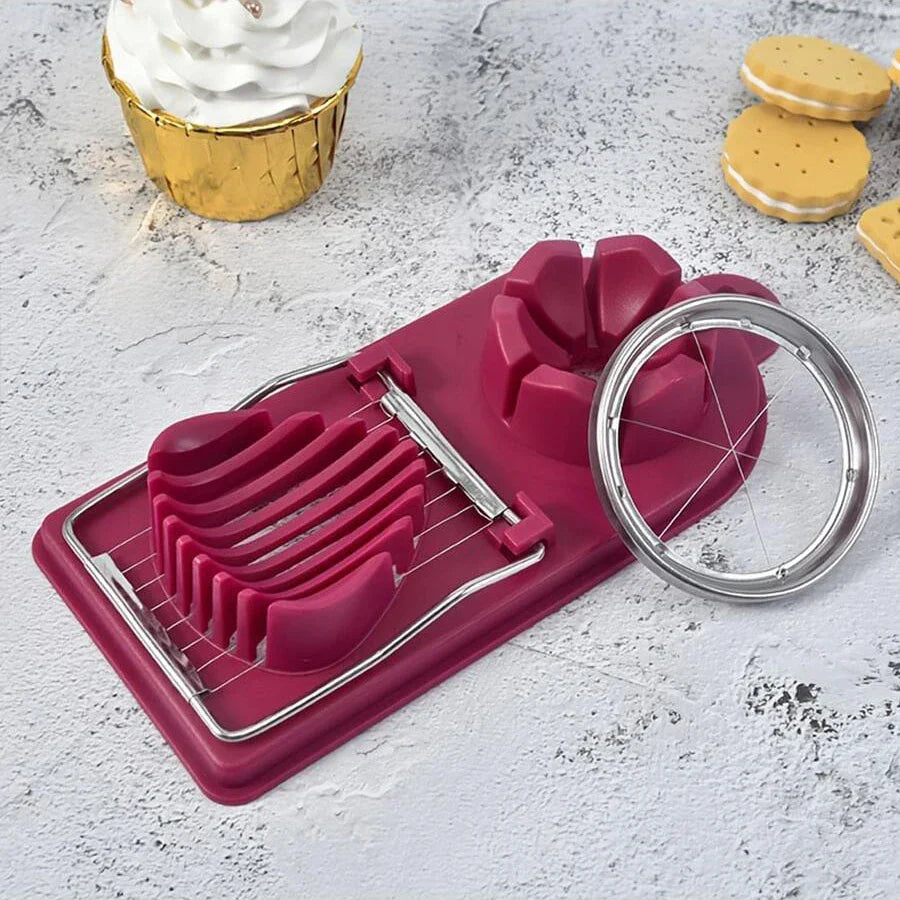 2-in-1 Multi-Function Egg Slicer Preserved Egg Fruit Cutter Modern Kitchen Gadget Tool Durable Metal Plastic Easy Slice