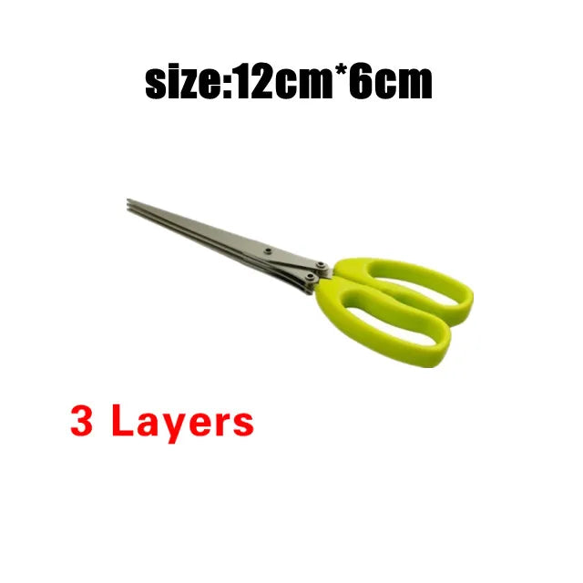 Muti-Layers Kitchen Scissors Stainless Steel Vegetable Cutter Scallion Herb Laver Spices cooking Tool Cut Kitchen Accessories