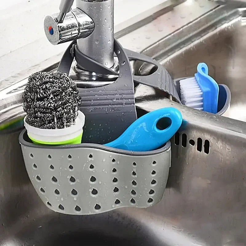 1/2PCS Home Storage Drain Basket Kitchen Sink Holder Adjustable Soap Sponge Shlf Hanging Drain Basket Bag Kitchen Accessories