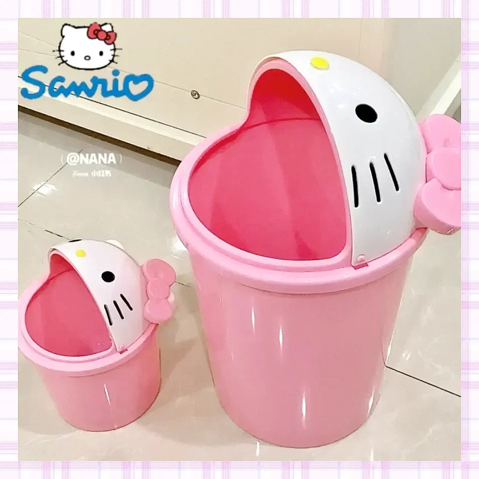 New Sanrio Hello Kitty Dustbin Trash Can Rubbish Bin Garbage Binsanrio Kawaii Trash Paper Basket Can Living Room Bedroom