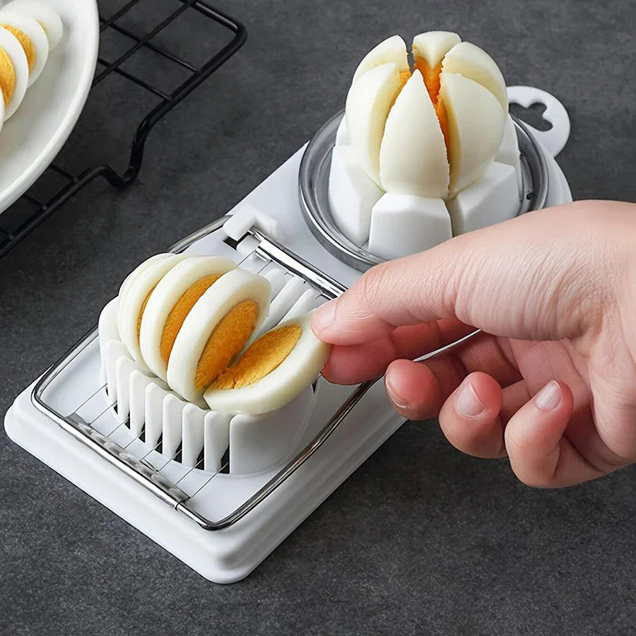 2-in-1 Multi-Function Egg Slicer Preserved Egg Fruit Cutter Modern Kitchen Gadget Tool Durable Metal Plastic Easy Slice
