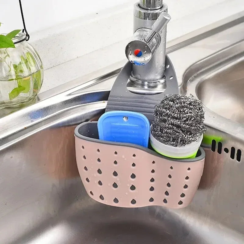 1/2PCS Home Storage Drain Basket Kitchen Sink Holder Adjustable Soap Sponge Shlf Hanging Drain Basket Bag Kitchen Accessories