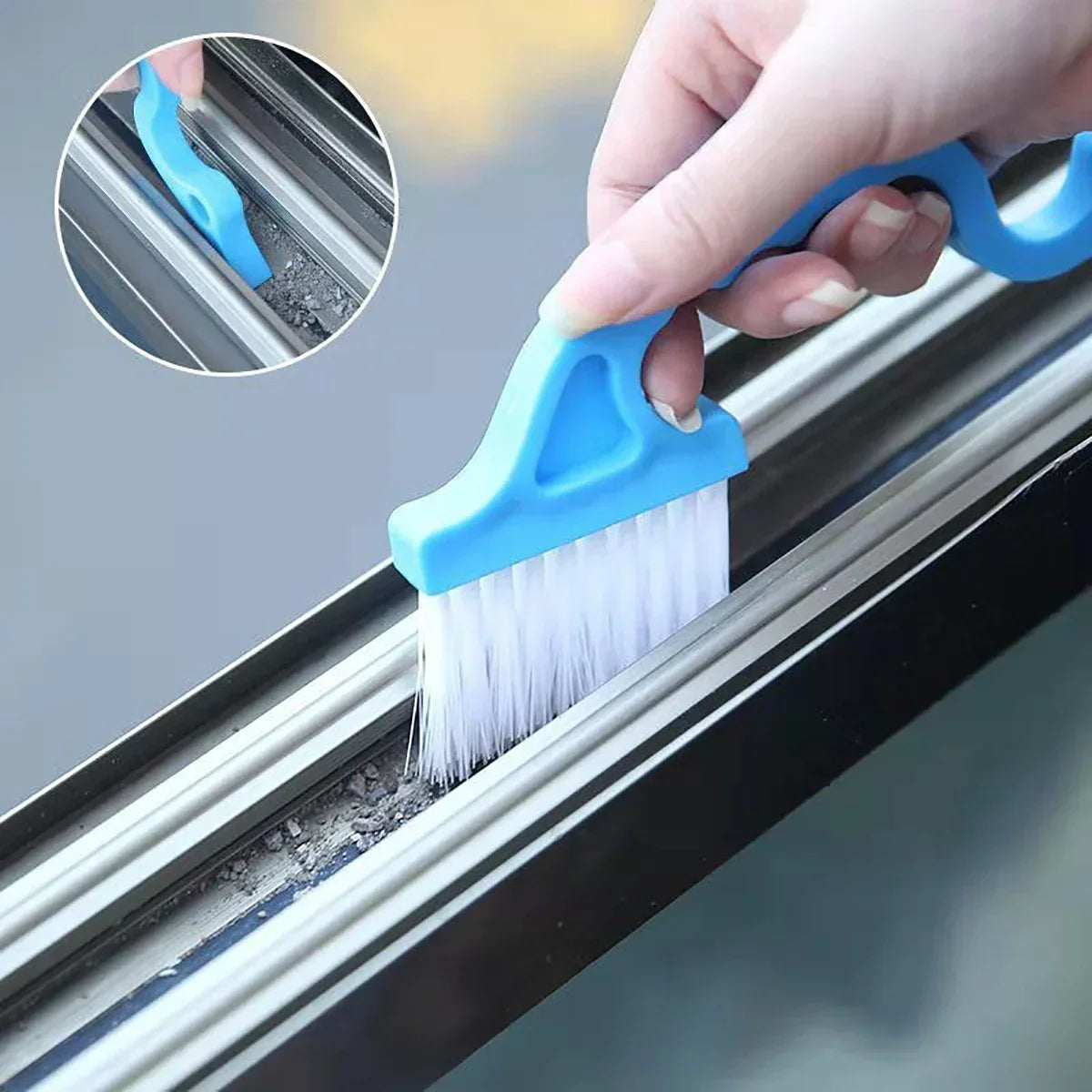 2-in-1 Windows Gap Cleaning Brush & Flat Shovel, Household Cleaning Tool for Kitchen, Bathroom, Toilet