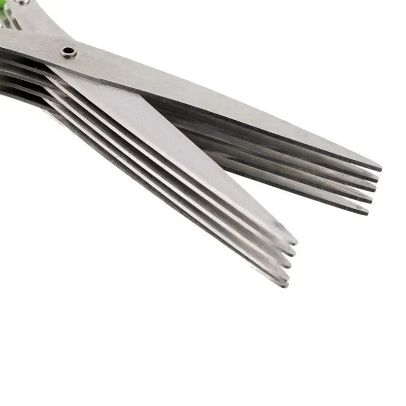 Muti-Layers Kitchen Scissors Stainless Steel Vegetable Cutter Scallion Herb Laver Spices cooking Tool Cut Kitchen Accessories