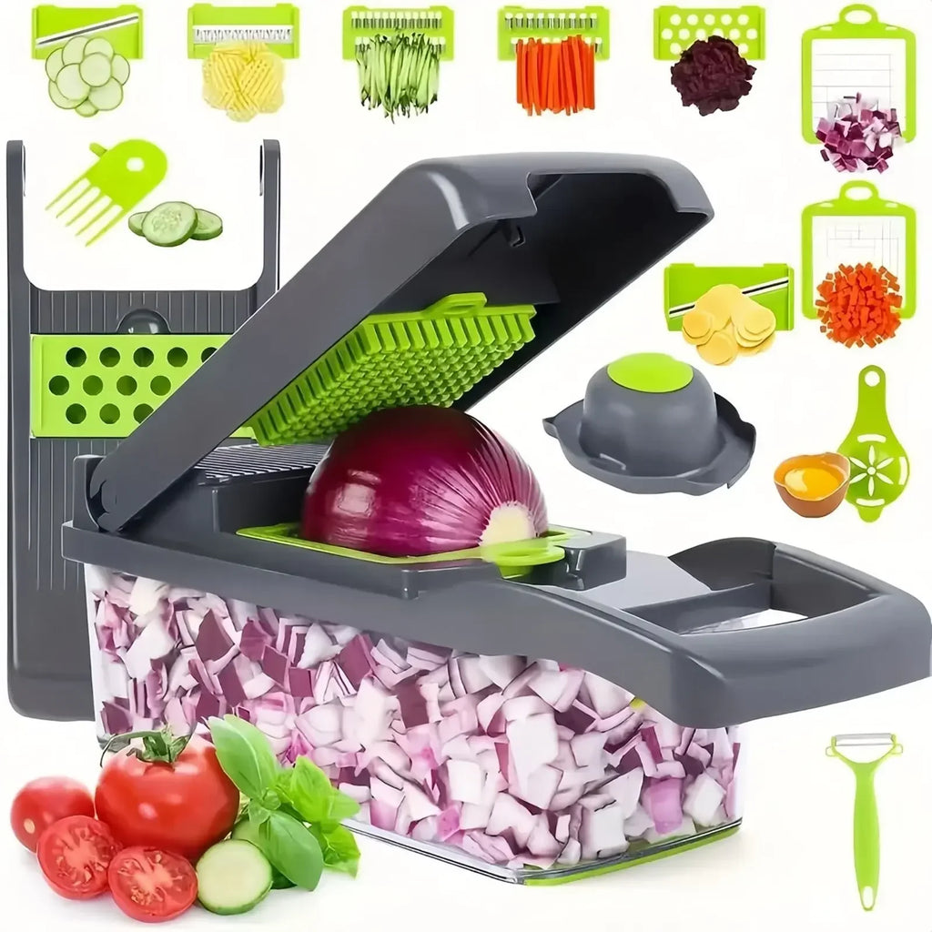 16pcs/Set Vegetable Chopper Onion Chopper Handle Food Grate Food Chopper Kitchen Vegetable Slicer Dicer Cut Potato Shredder