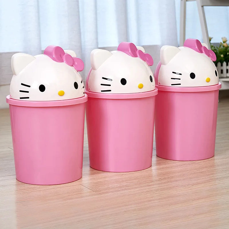 New Sanrio Hello Kitty Dustbin Trash Can Rubbish Bin Garbage Binsanrio Kawaii Trash Paper Basket Can Living Room Bedroom
