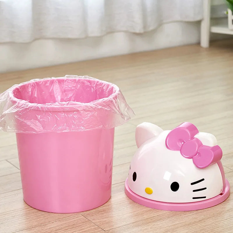 New Sanrio Hello Kitty Dustbin Trash Can Rubbish Bin Garbage Binsanrio Kawaii Trash Paper Basket Can Living Room Bedroom