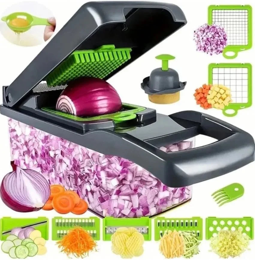16pcs/Set Vegetable Chopper Onion Chopper Handle Food Grate Food Chopper Kitchen Vegetable Slicer Dicer Cut Potato Shredder