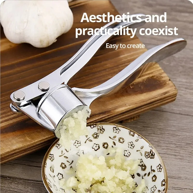 Silvery Stainless Steel Garlic Masher Kitchen Vegetable Cooking Extruder Manual Ginger Grinder And Tool Kitchen Accessories