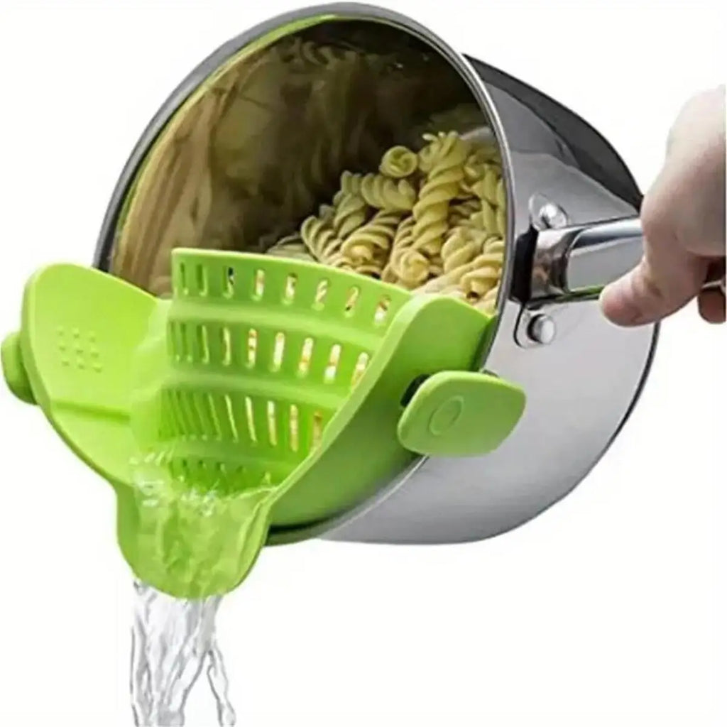 Snap-On Pasta Strainer – Clip for Pots, Pans & Bowls