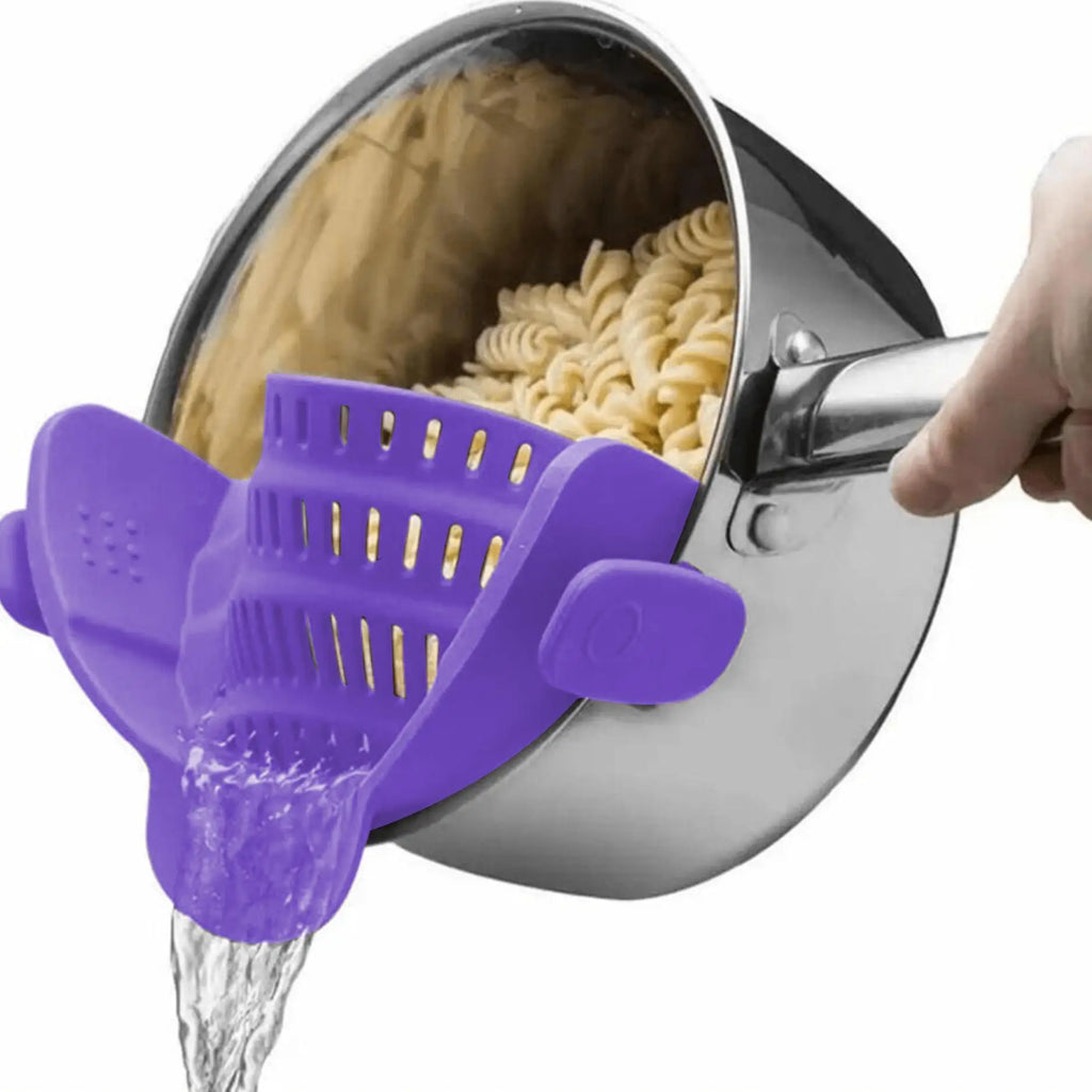 Snap-On Pasta Strainer – Clip for Pots, Pans & Bowls