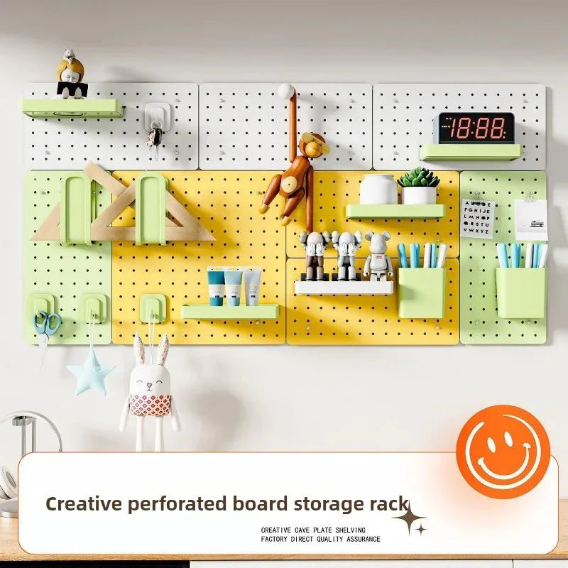 Hole Board DIY Metal Plate Living Room Kitchen Desk Office Desk Partition Hook No Drilling Home Storage Shelf Organization