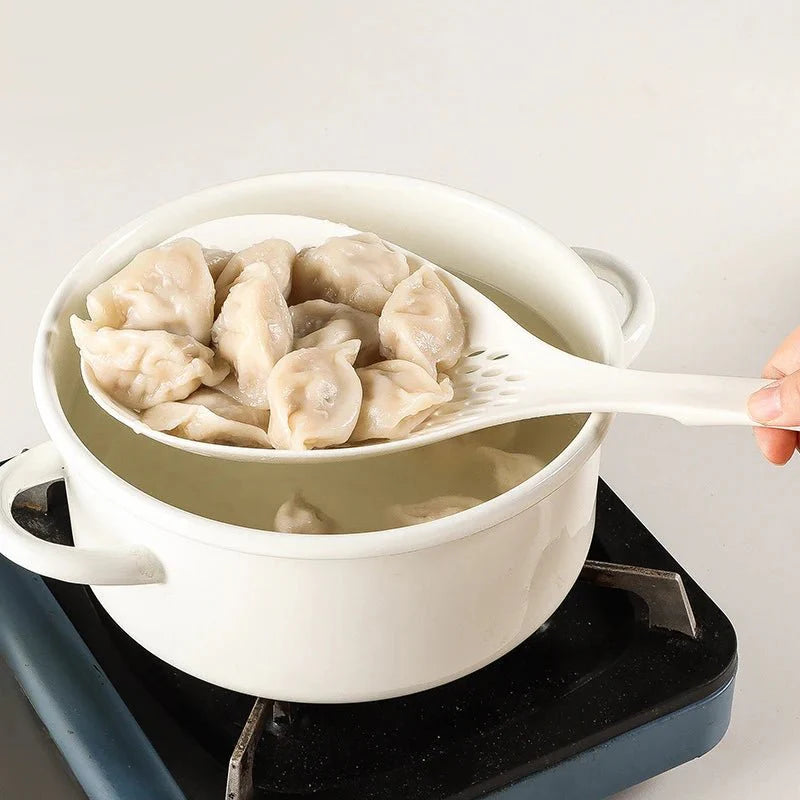 Home Kitchen Leaky Spoon Large Multi-Purpose Fishing Noodle Long Handle Non-Slip Round Strainer Drainer Eco-Friendly