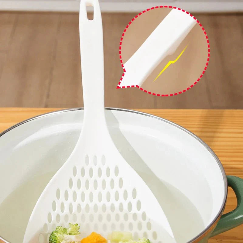 Home Kitchen Leaky Spoon Large Multi-Purpose Fishing Noodle Long Handle Non-Slip Round Strainer Drainer Eco-Friendly