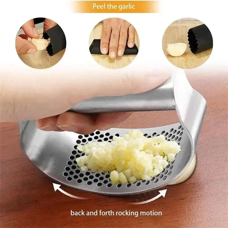Multi-function Manual Garlic Press Stainless Steel Garlic Presse Curved Garlic Grinding Slicer Chopper Home Cooking Gadgets Tool
