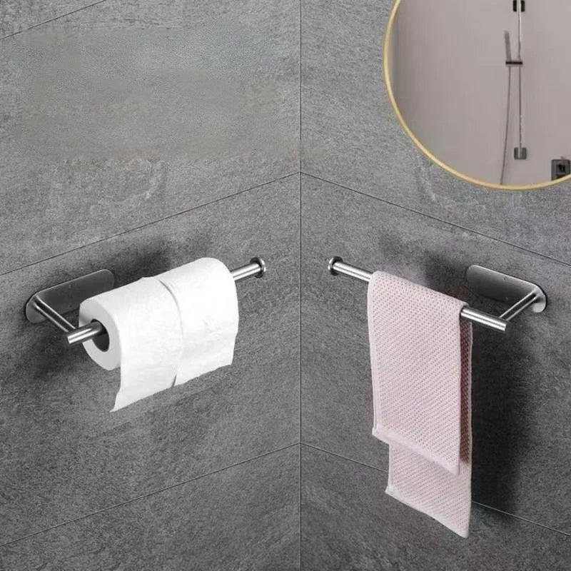 No Punching Toilet Paper Holder Self Adhesive Toilet Roll Paper Holders Bathroom Kitchen Paper Roll Holder Bath Towel Holder