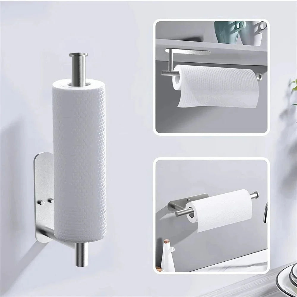 No Punching Toilet Paper Holder Self Adhesive Toilet Roll Paper Holders Bathroom Kitchen Paper Roll Holder Bath Towel Holder