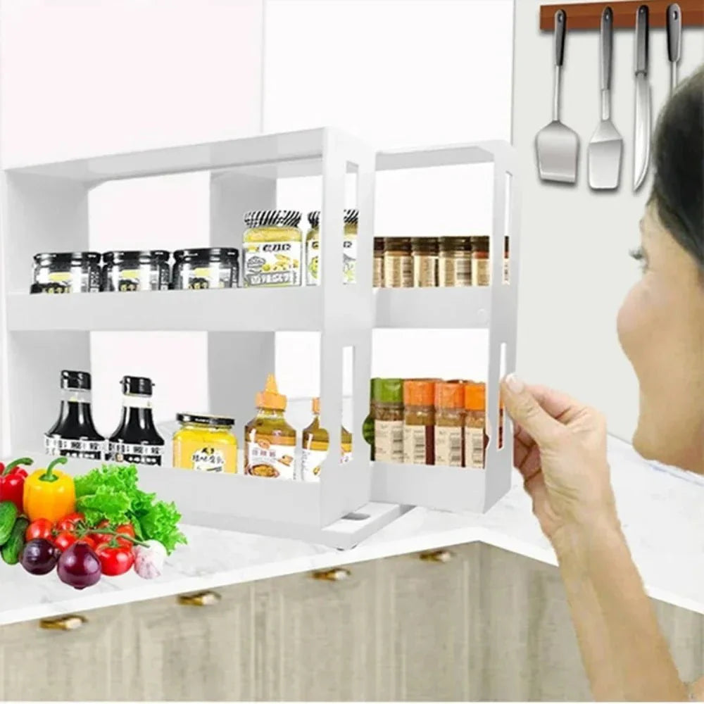 2-Tier Spice Drawer Organizer – Sliding Rack for Kitchen