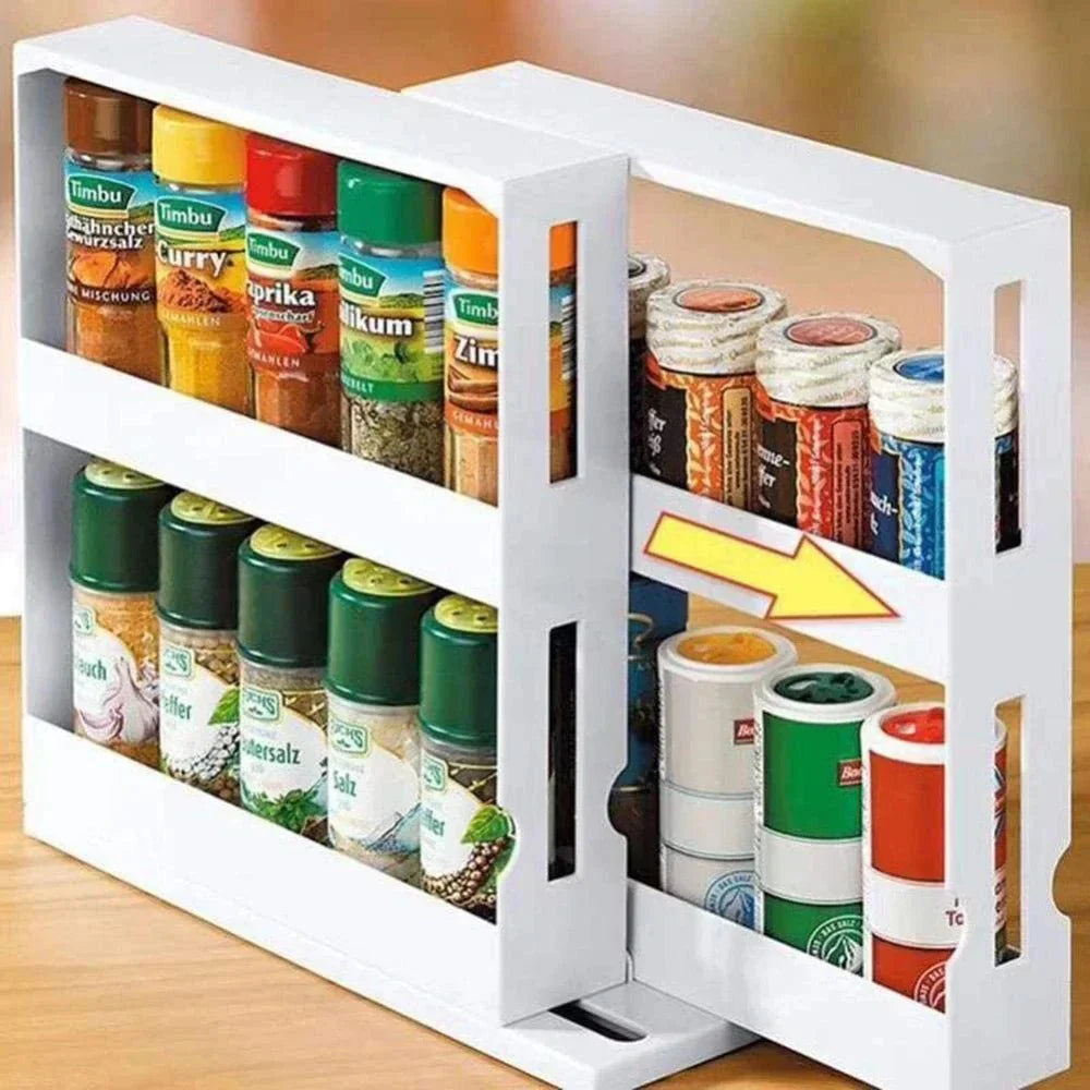 2-Tier Spice Drawer Organizer – Sliding Rack for Kitchen