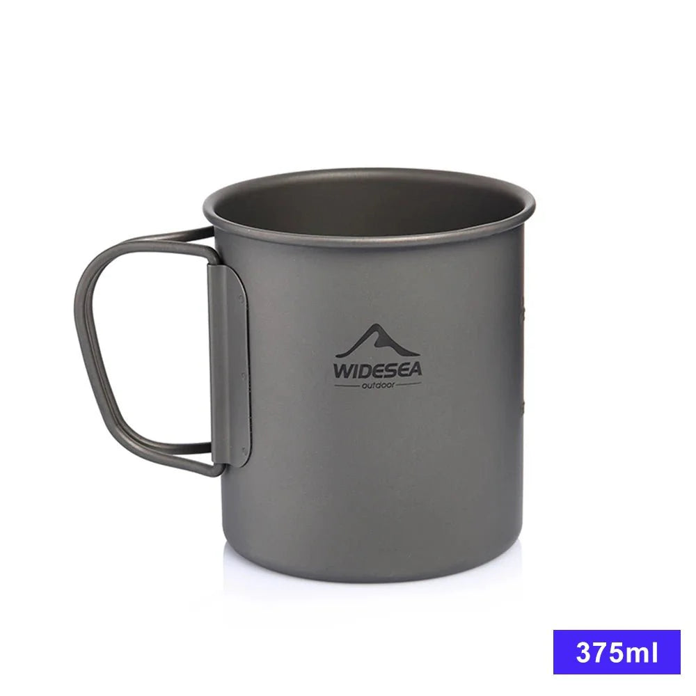 Widesea Camping Mug Titanium Cup Tourist Tableware Picnic Utensils Outdoor Kitchen Equipment Travel Cooking Set Cookware Hiking