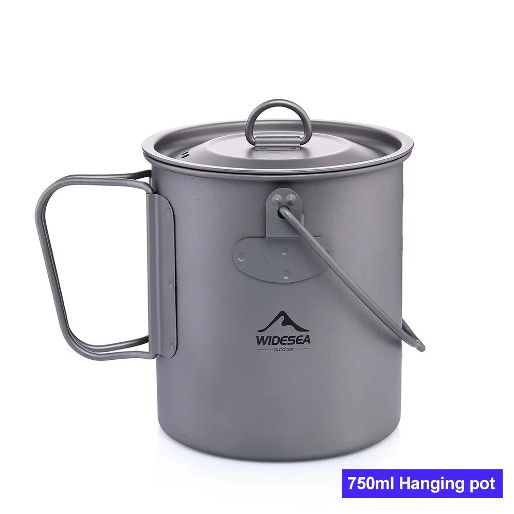 Widesea Camping Mug Titanium Cup Tourist Tableware Picnic Utensils Outdoor Kitchen Equipment Travel Cooking Set Cookware Hiking