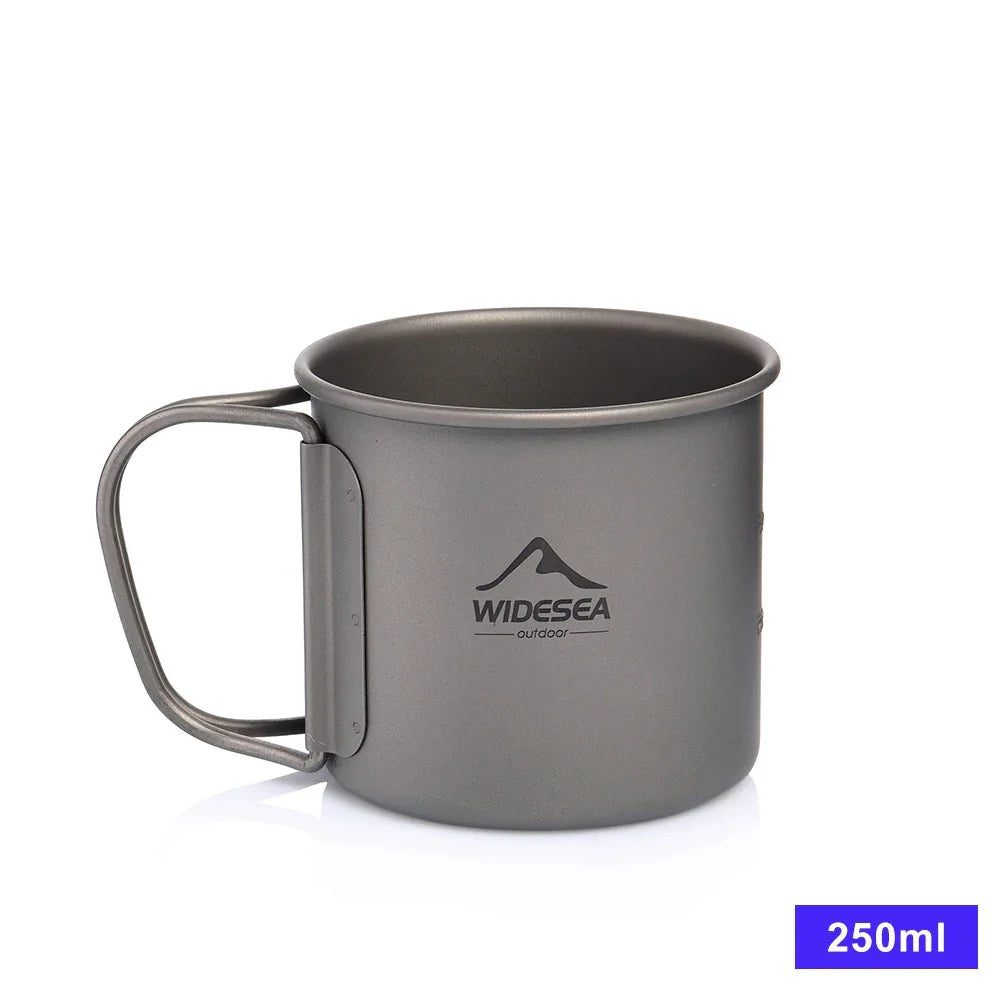 Widesea Camping Mug Titanium Cup Tourist Tableware Picnic Utensils Outdoor Kitchen Equipment Travel Cooking Set Cookware Hiking