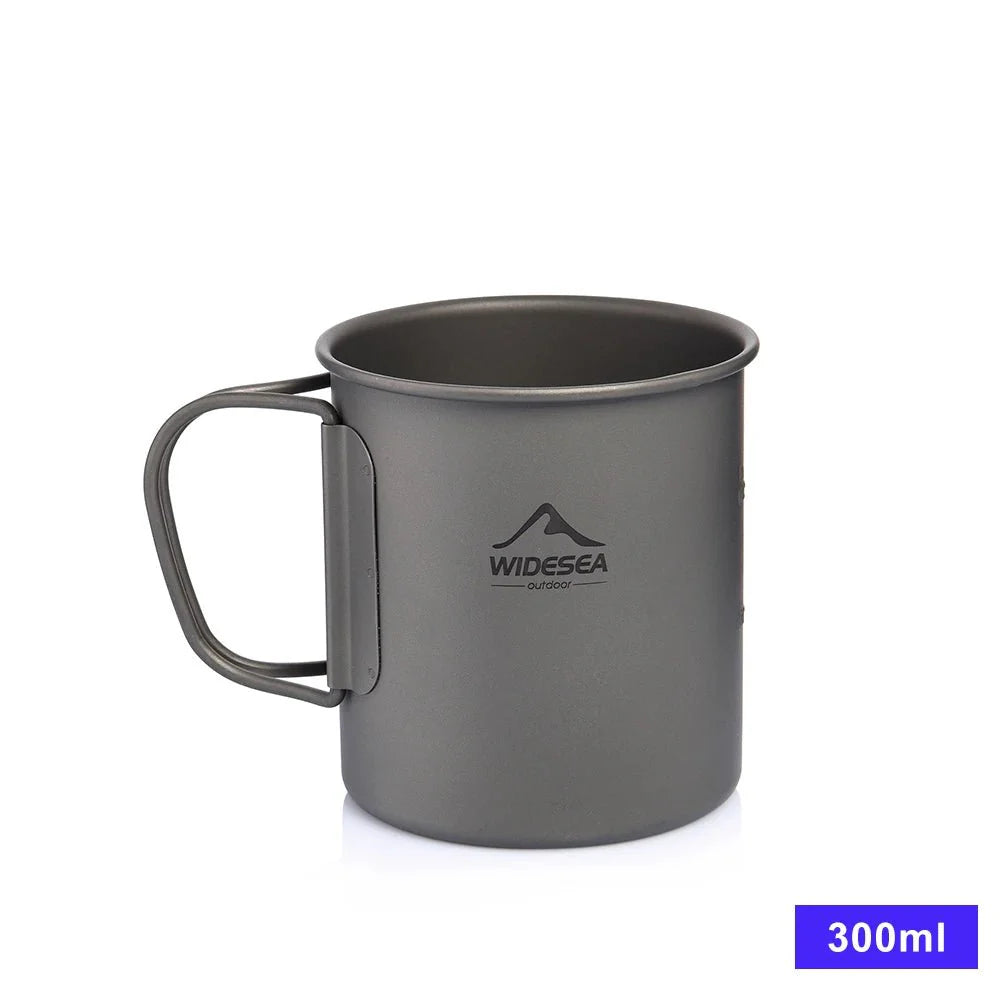 Widesea Camping Mug Titanium Cup Tourist Tableware Picnic Utensils Outdoor Kitchen Equipment Travel Cooking Set Cookware Hiking
