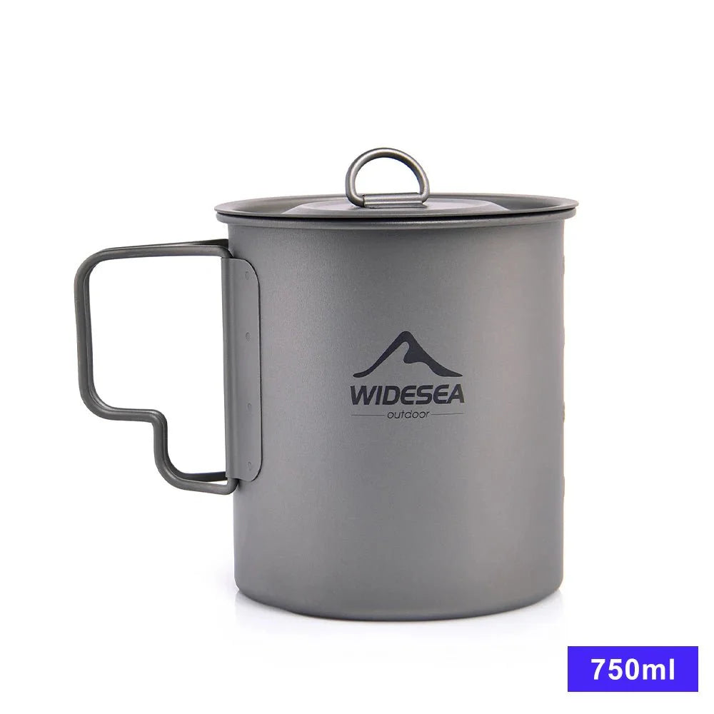 Widesea Camping Mug Titanium Cup Tourist Tableware Picnic Utensils Outdoor Kitchen Equipment Travel Cooking Set Cookware Hiking