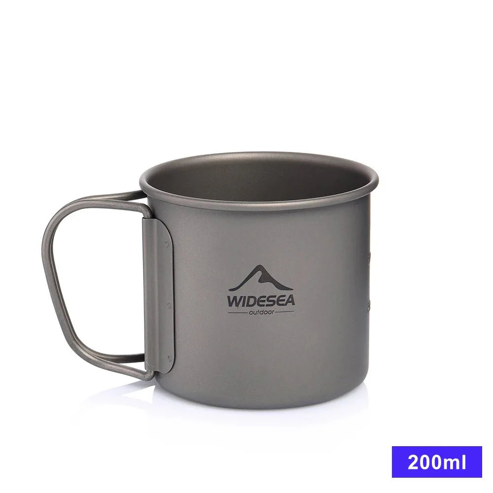 Widesea Camping Mug Titanium Cup Tourist Tableware Picnic Utensils Outdoor Kitchen Equipment Travel Cooking Set Cookware Hiking